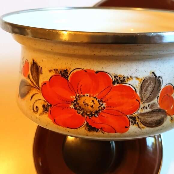 Vintage Japanese Sanko Ware Speckled Pan & 2 Lids GUC - Picture 2 of 5